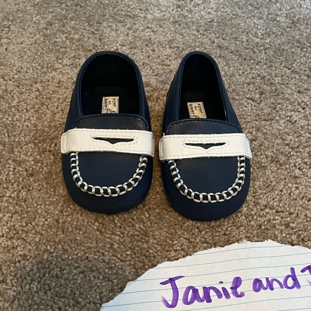 Janie and Jack baby boy navy loafers, size 3